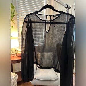 Nasty Gal Completely Sheer Black Long Sleeve Shirt